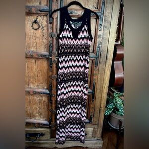 Susan Lawrence Black and Pink Zigzag Maxi Dress MP